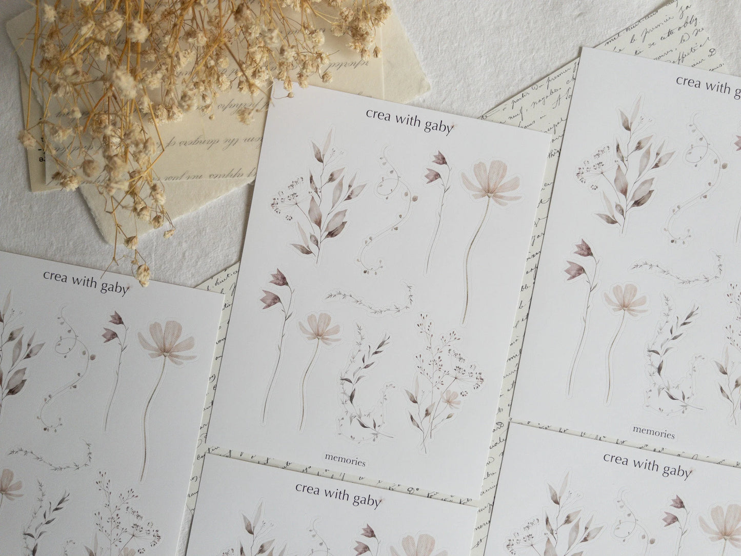 Neutral floral stickers: Memories collection (073)