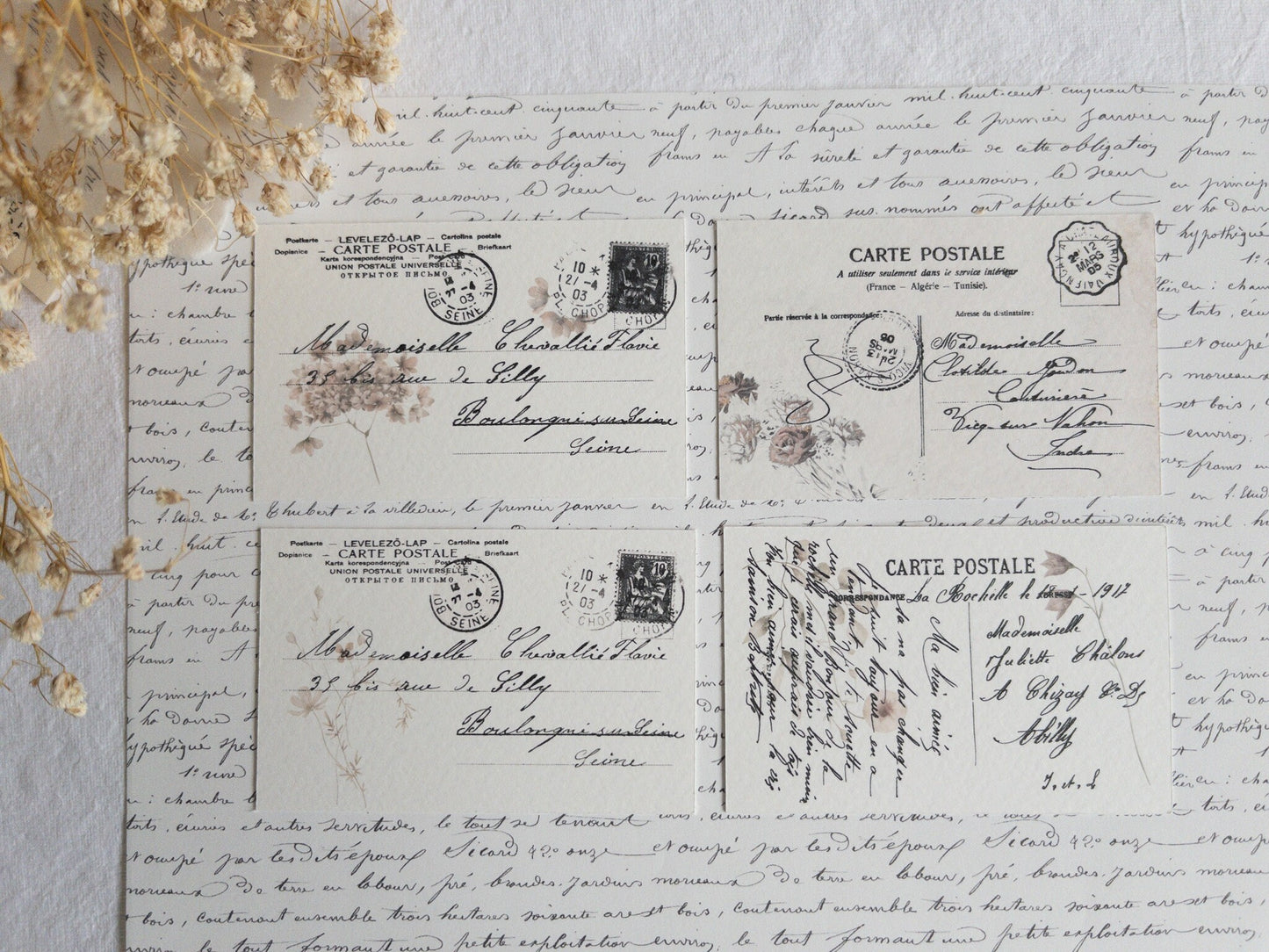 Faux French postcards: Memories collection (Set of 4)