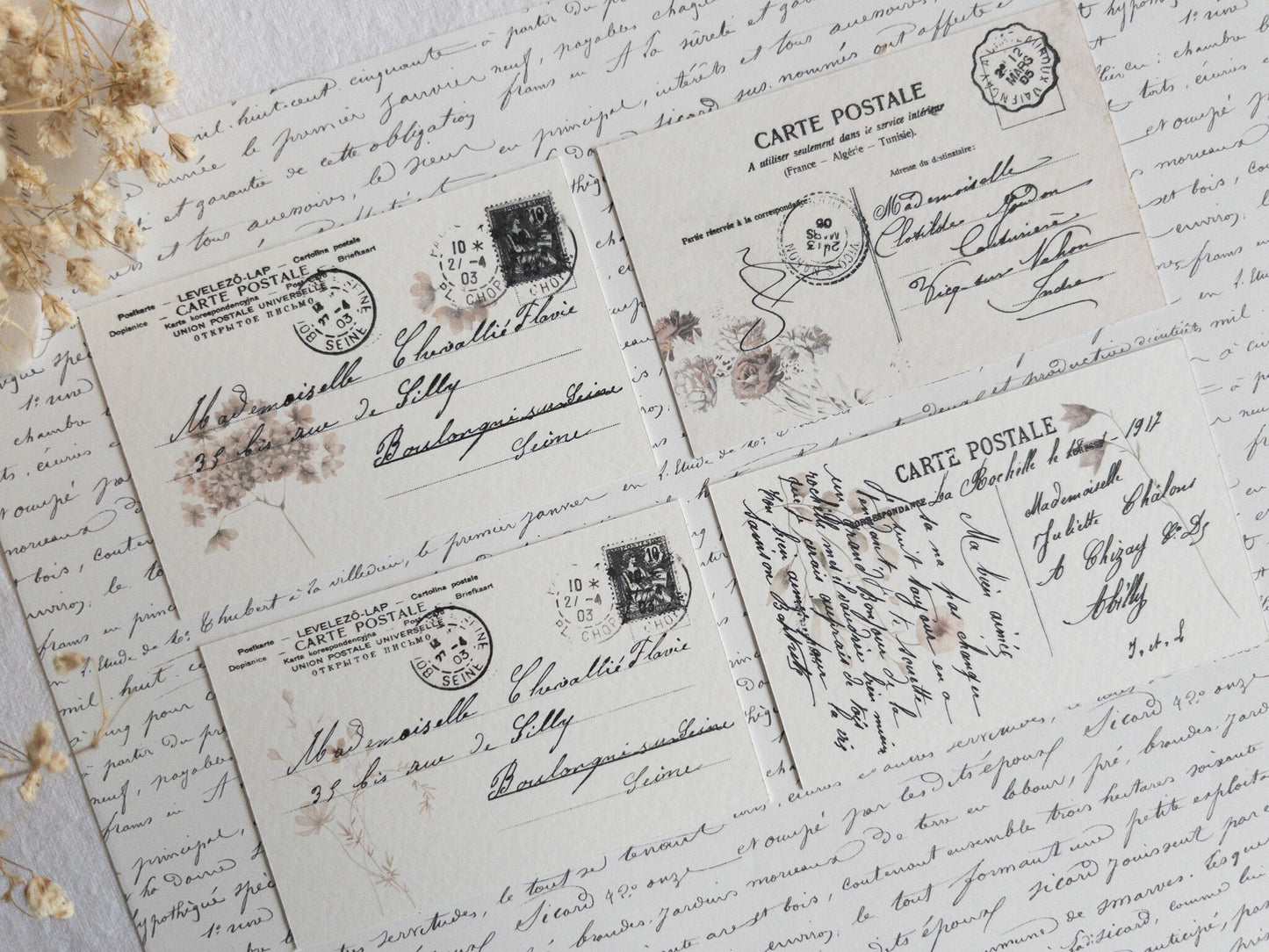 Faux French postcards: Memories collection (Set of 4)