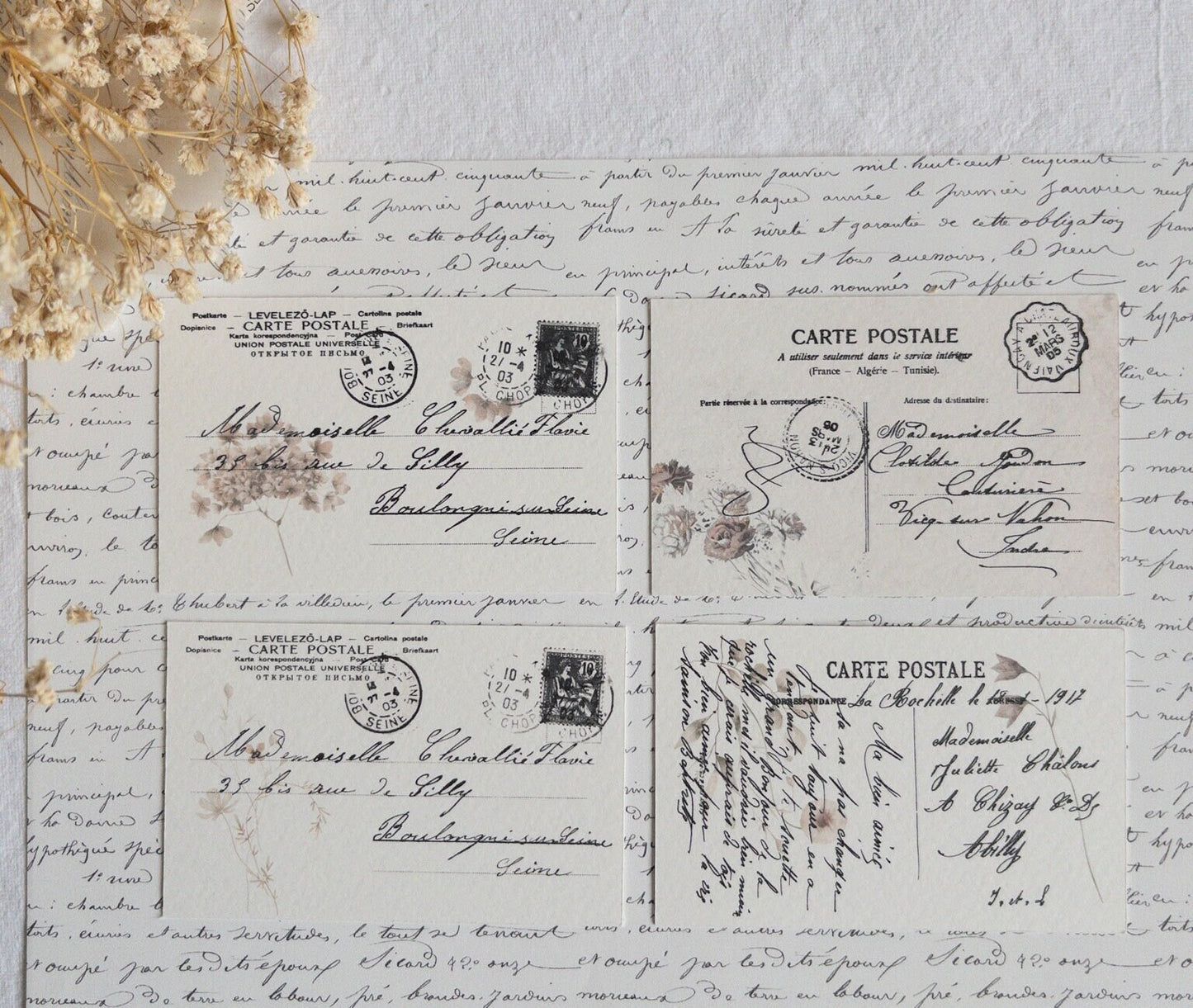 Faux French postcards: Memories collection (Set of 4)