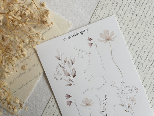 Neutral floral stickers: Memories collection (073)