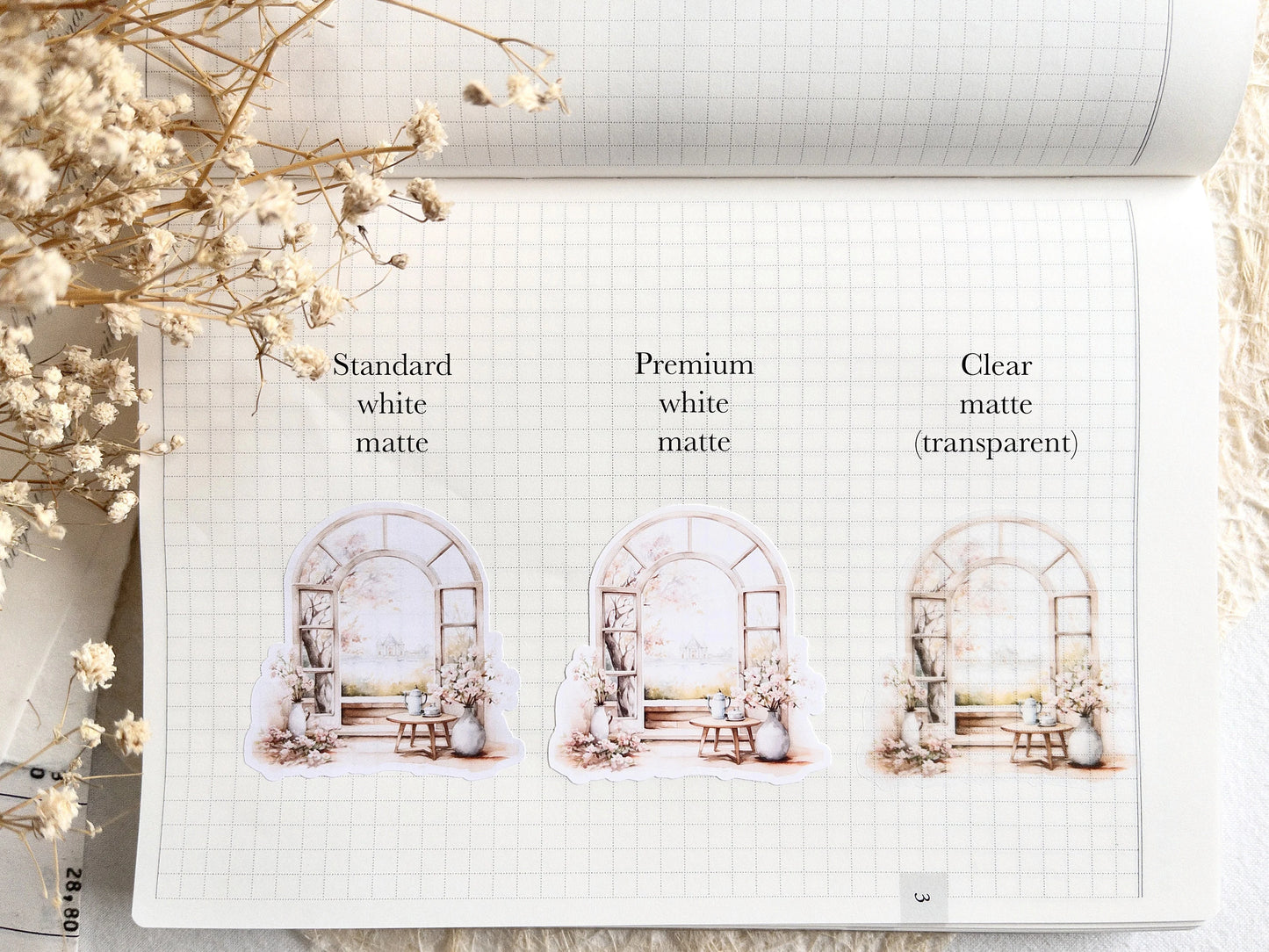 Layering planner stickers: White blooms collection (003)