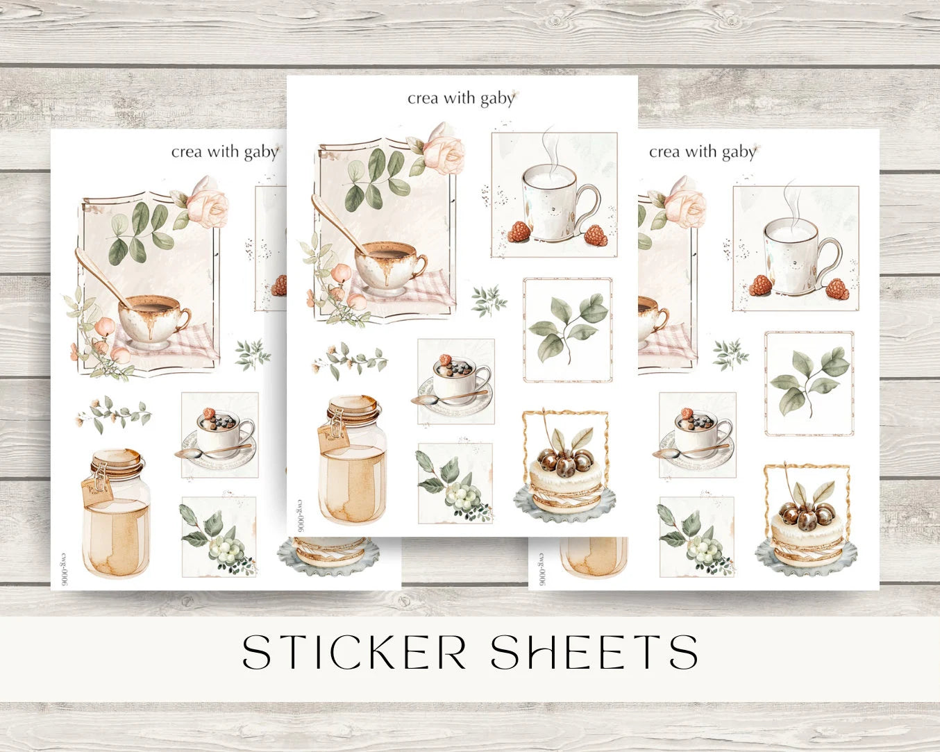 Coffee tea stickers, summer picnic (043)