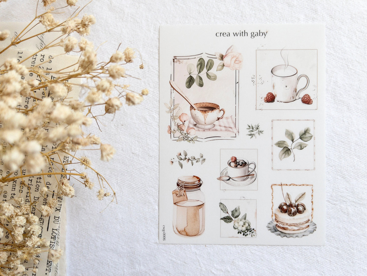 Coffee tea stickers, summer picnic (043)