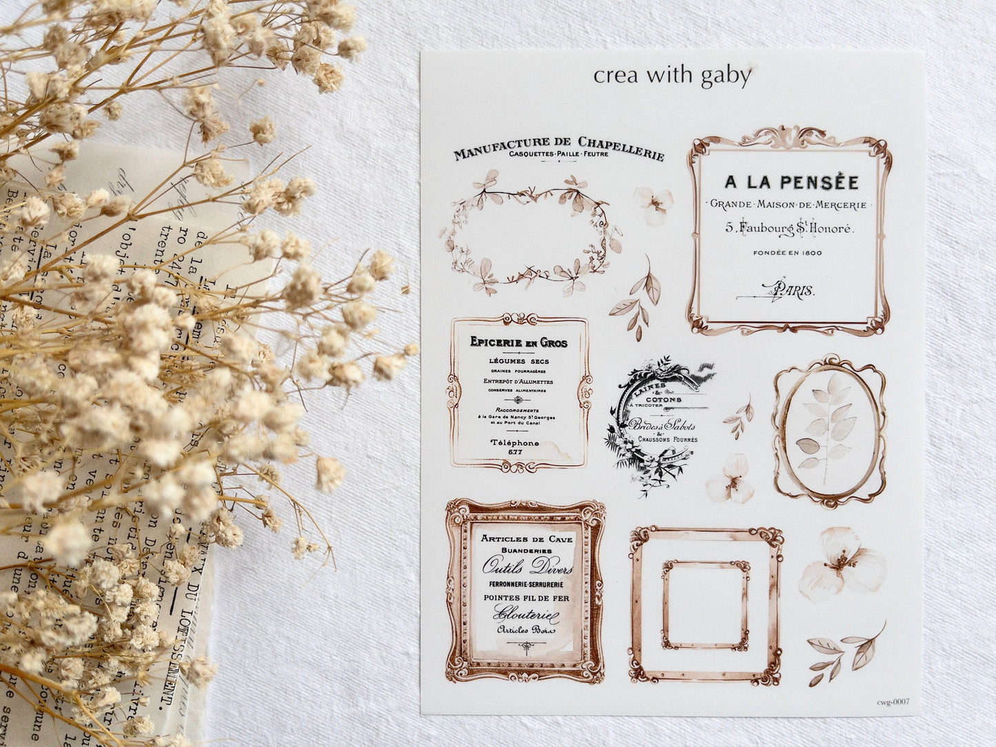 Vintage floral frame stickers (044)