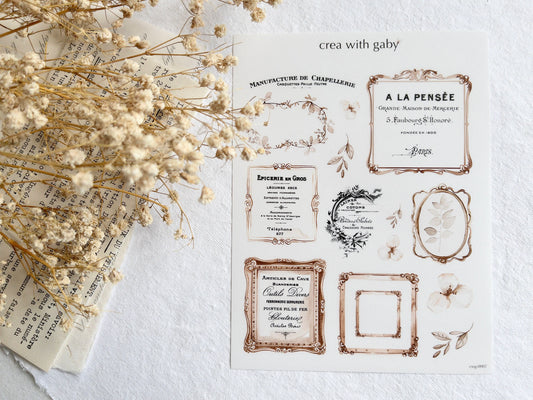 Vintage floral frame stickers (044)