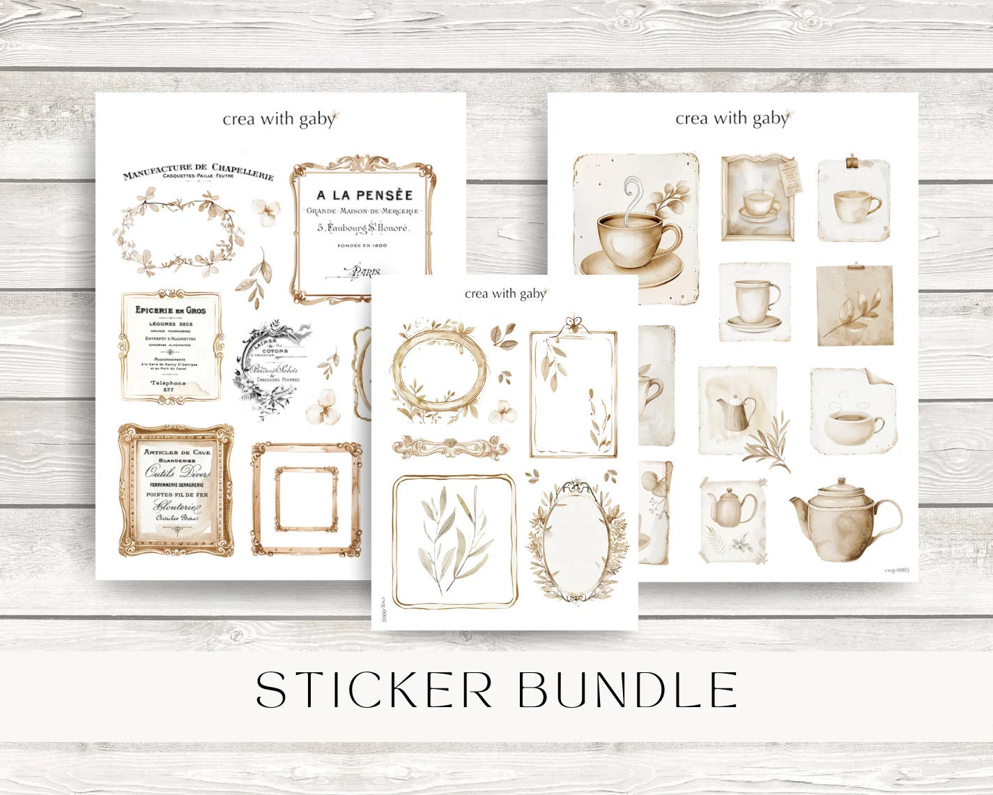 Vintage aesthetic sticker bundle (3 sticker sheets)
