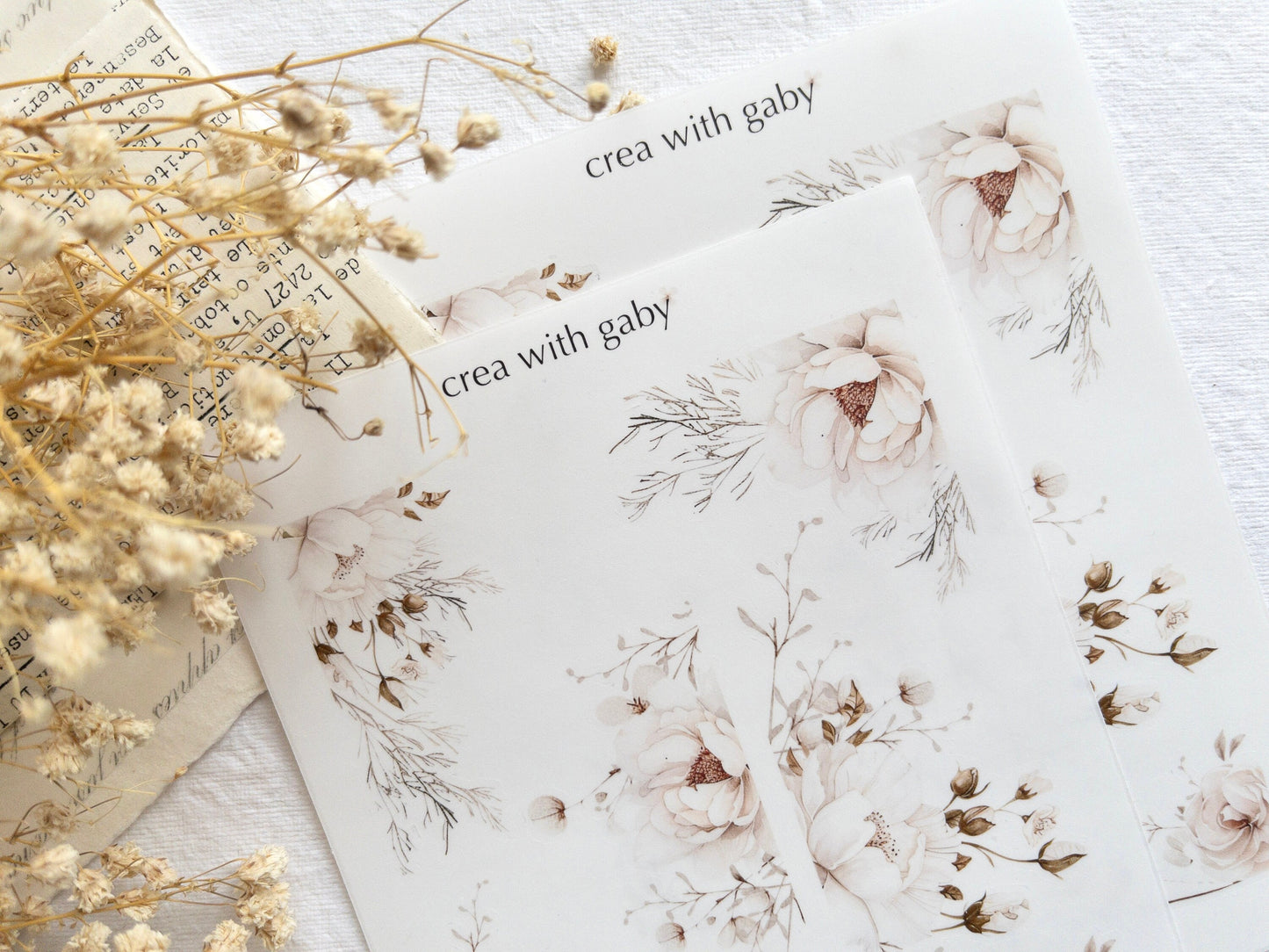 Floral corner stickers: White blooms collection (004)