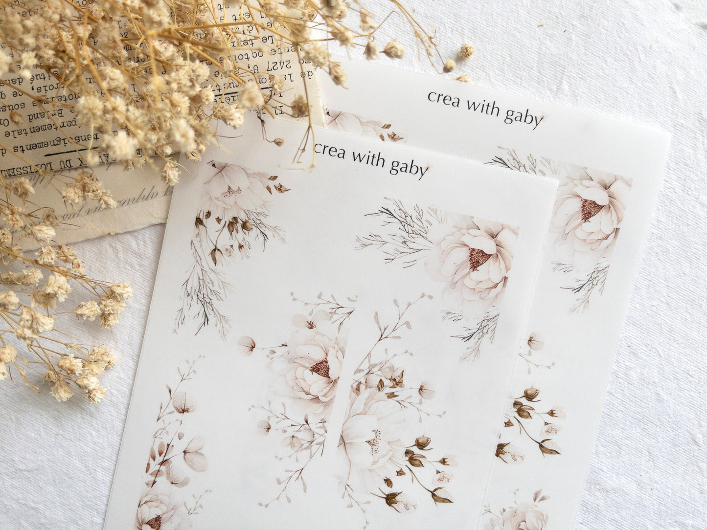 Floral corner stickers: White blooms collection (004)