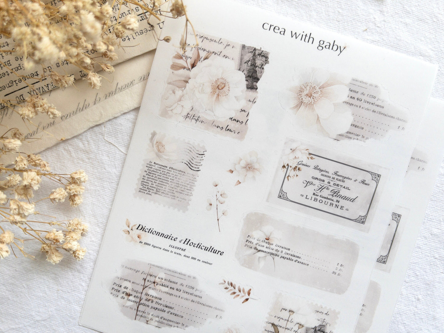 Layering planner stickers: White blooms collection (003)