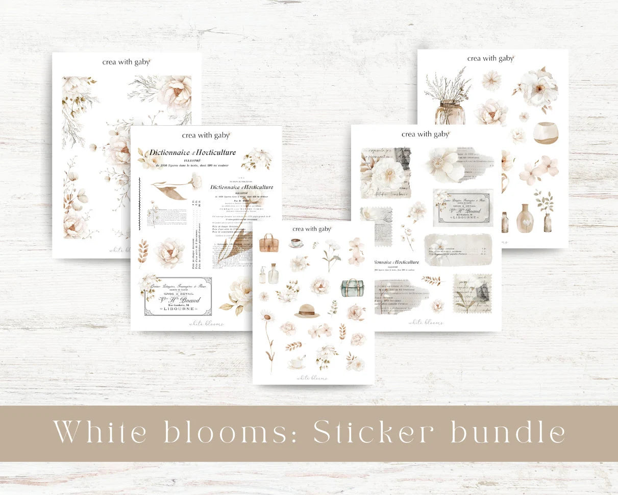 White blooms sticker bundle