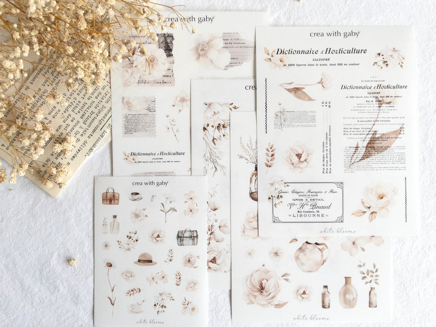 White blooms sticker bundle