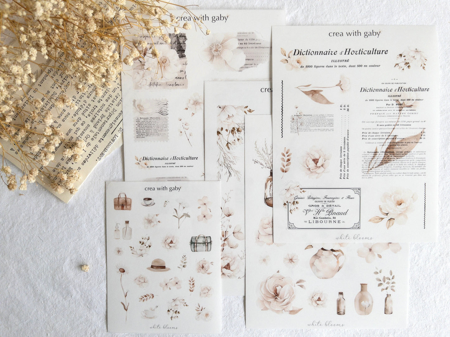 White blooms sticker bundle