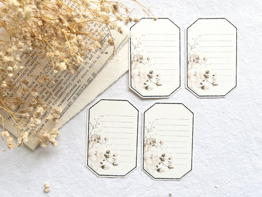 Floral journaling cards: White blooms collection (Set of 8)