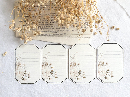 Floral journaling cards: White blooms collection (Set of 8)