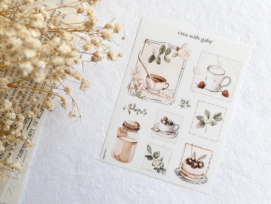 Coffee tea stickers, summer picnic (043)
