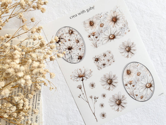 Floral daisy stickers (041)