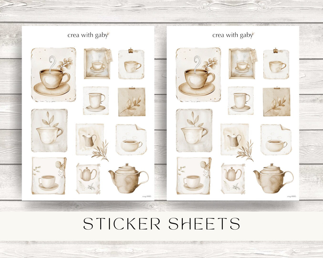 Tea coffee boho deco stickers (042)
