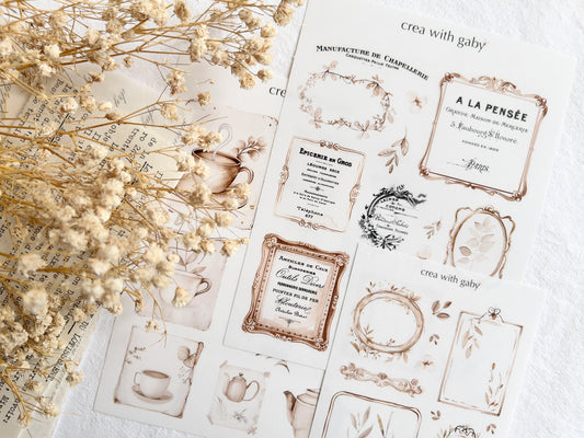 Vintage aesthetic sticker bundle (3 sticker sheets)