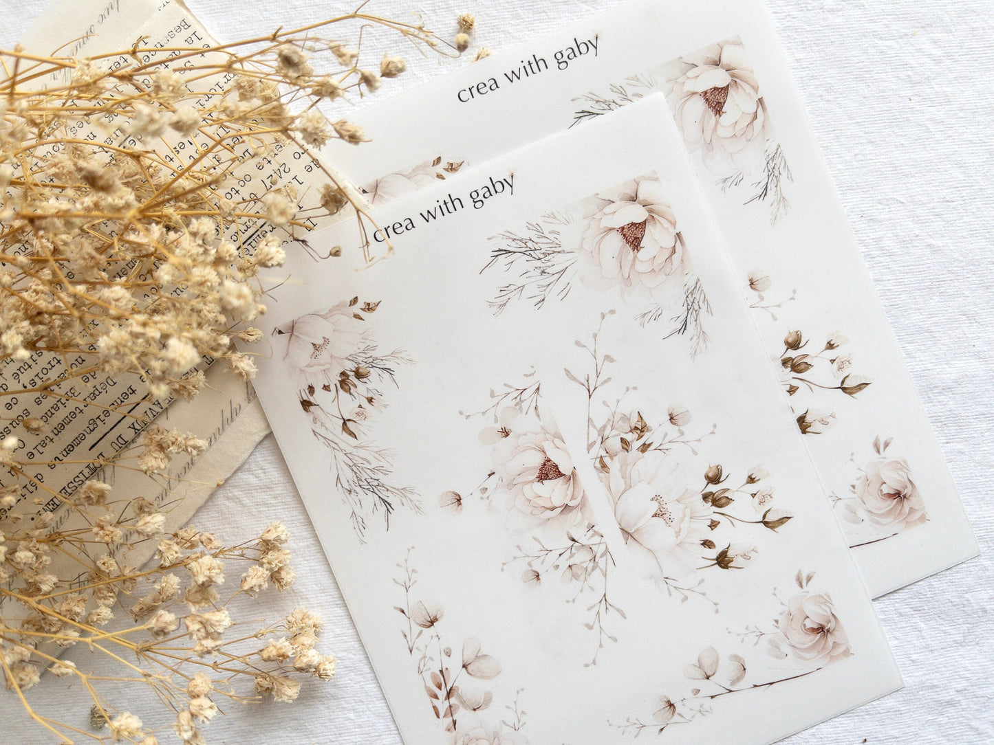 Floral corner stickers: White blooms collection (004)