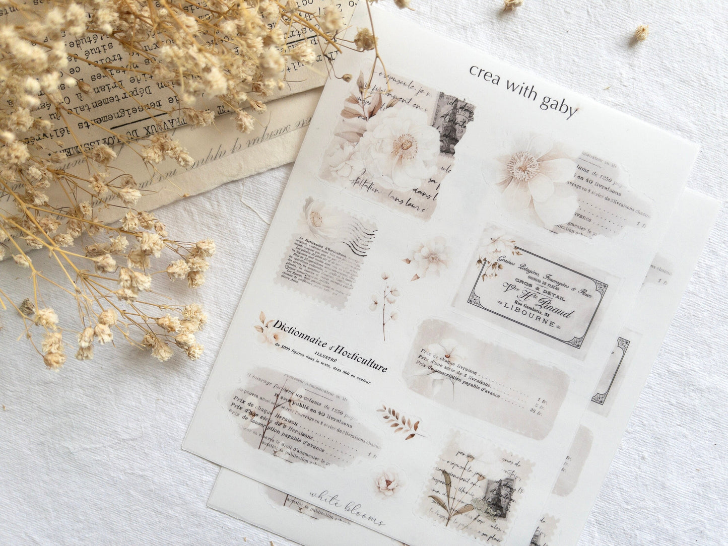 Layering planner stickers: White blooms collection (003)