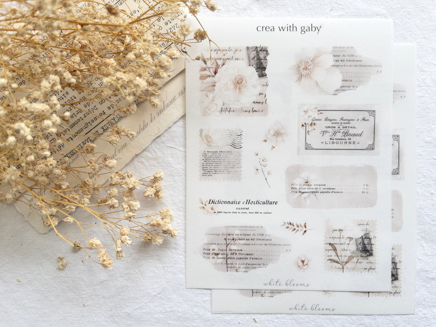 Layering planner stickers: White blooms collection (003)