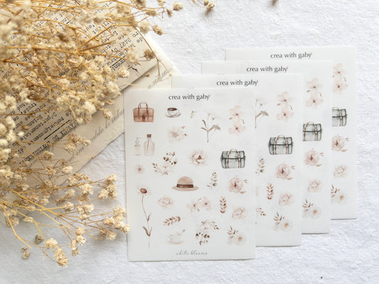 Mini icon stickers: White blooms collection (005)