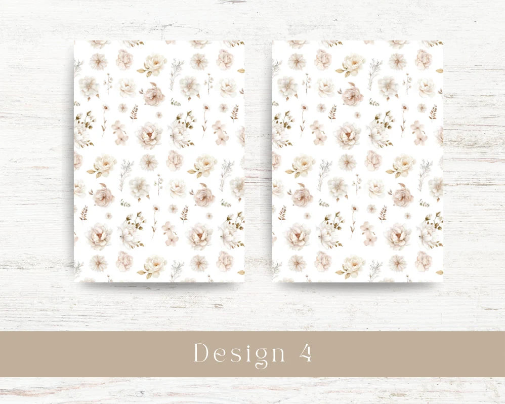 A4 background printable. Floral pattern: White blooms collection