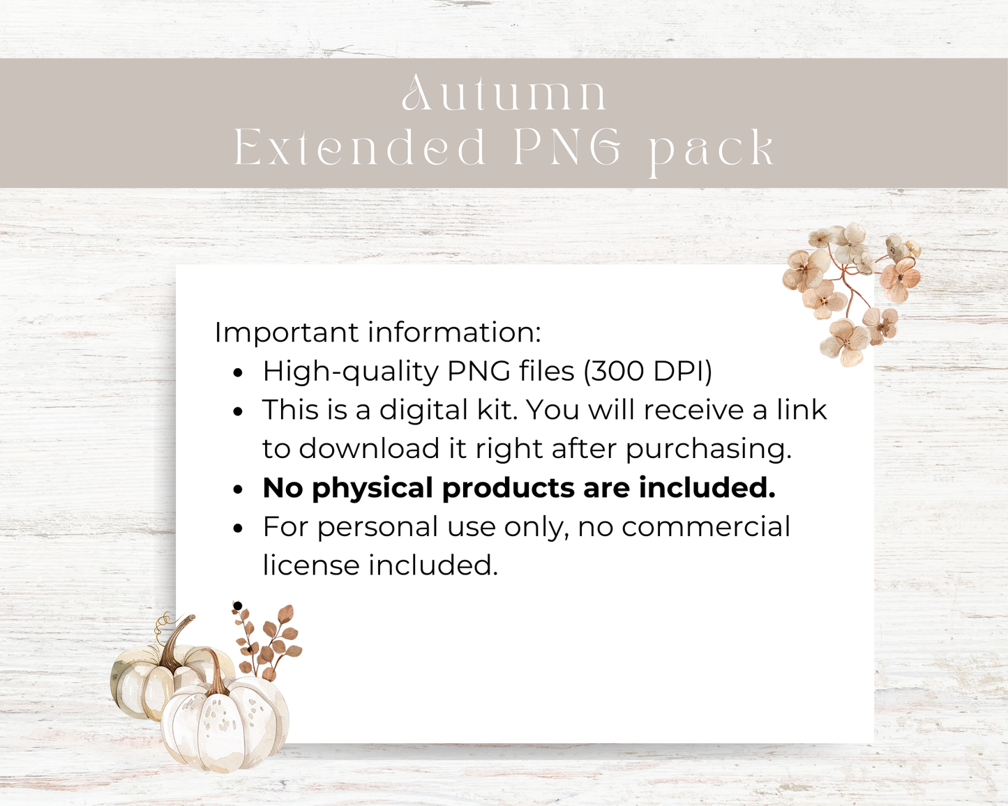 Extended PNG digital pack: Autumn collection