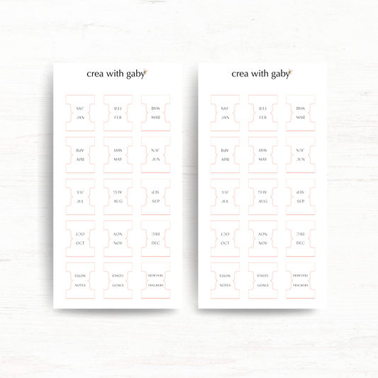 Small minimal monthly tabs: Functional stickers