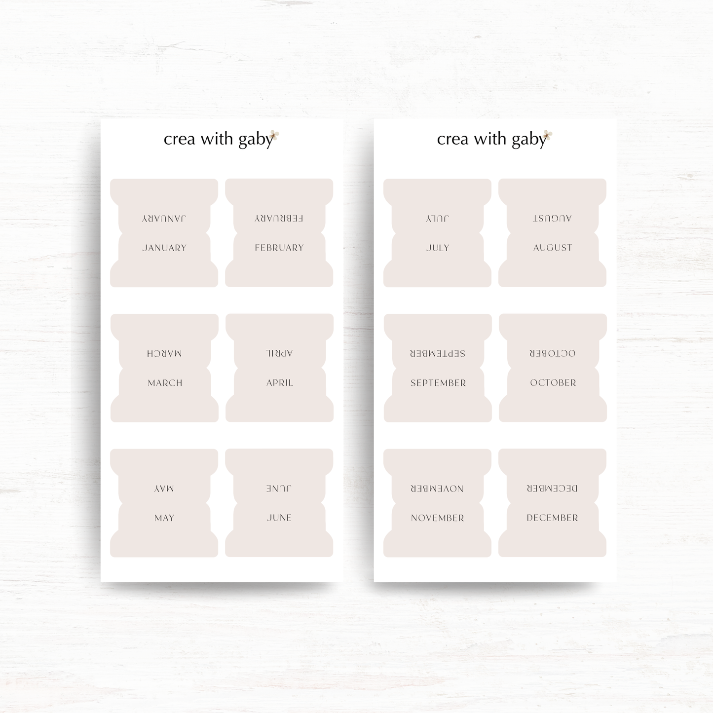 Minimal monthly tabs: Functional stickers (Two sheets | Large)
