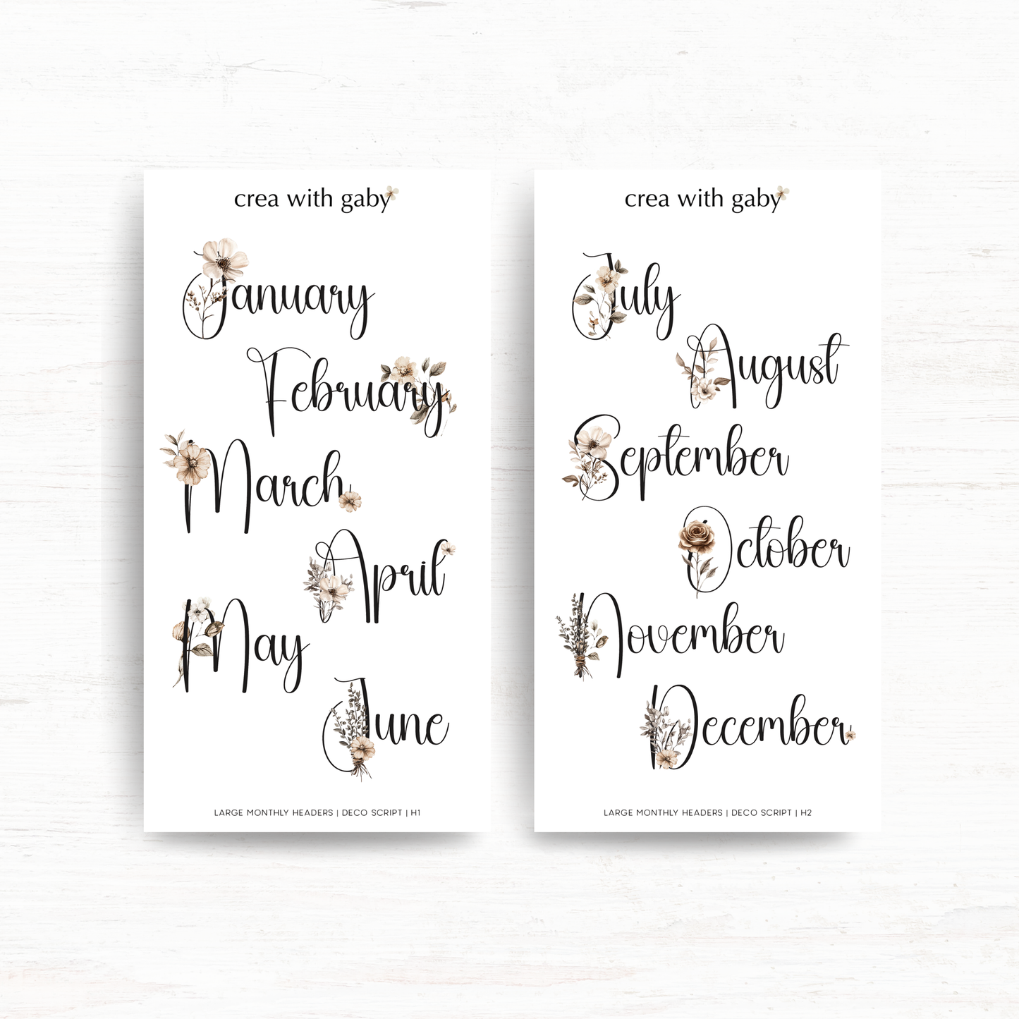 Large monthly headers: Functional stickers (Two sheets)
