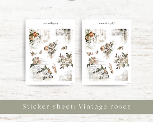 Vintage rose deco stickers (115)
