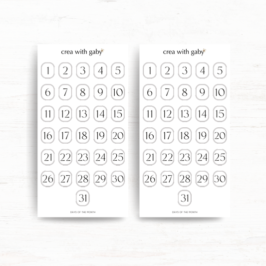 Days of the month: Functional stickers