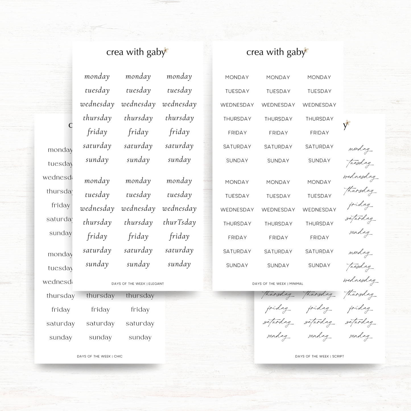 Days of the week: Functional stickers