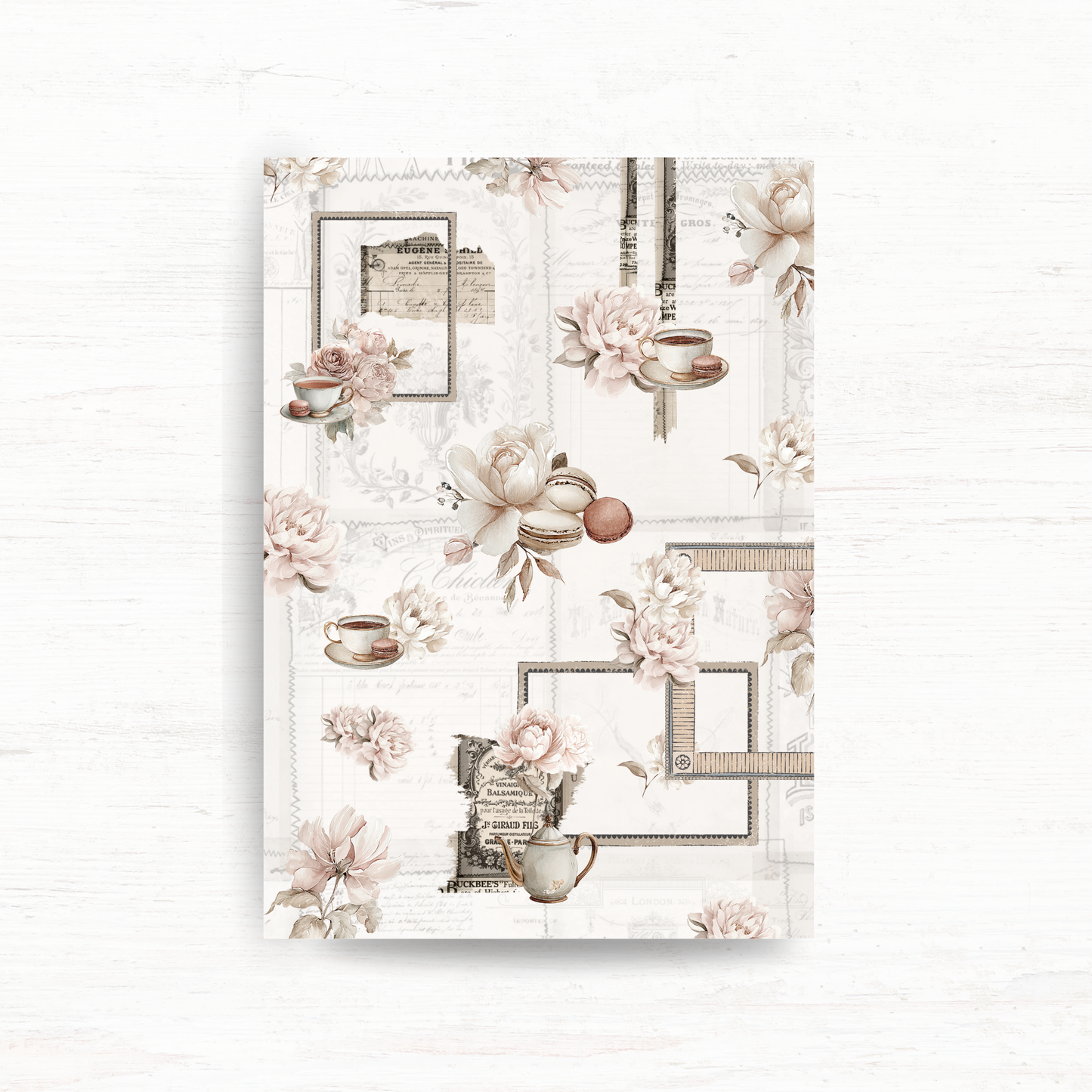 A5 deco dashboard & background paper: Afternoon tea (December 2025 sub kit)