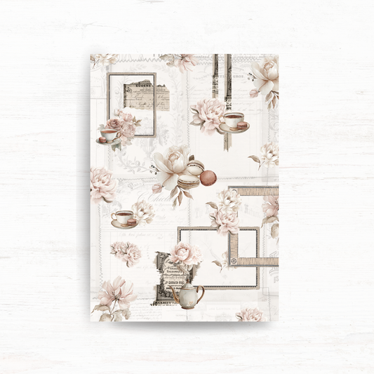 A5 deco dashboard & background paper: Afternoon tea (December 2025 sub kit)