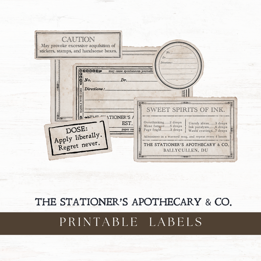 Printable apothecary label set: The Stationer's Apothecary