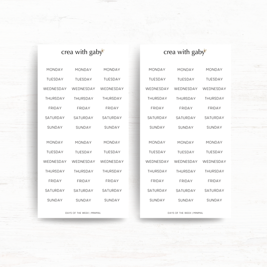 Days of the week: Functional stickers