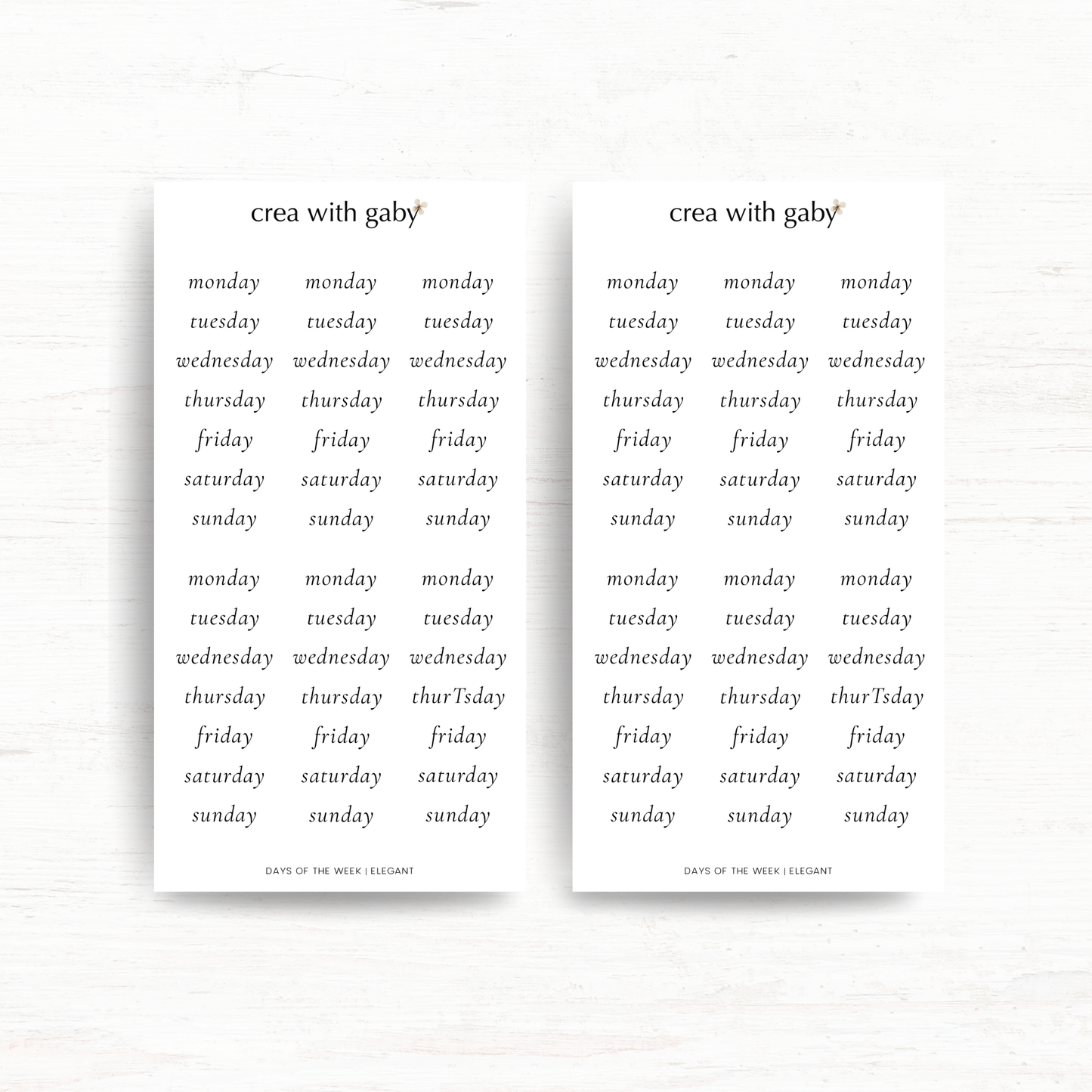 Days of the week: Functional stickers