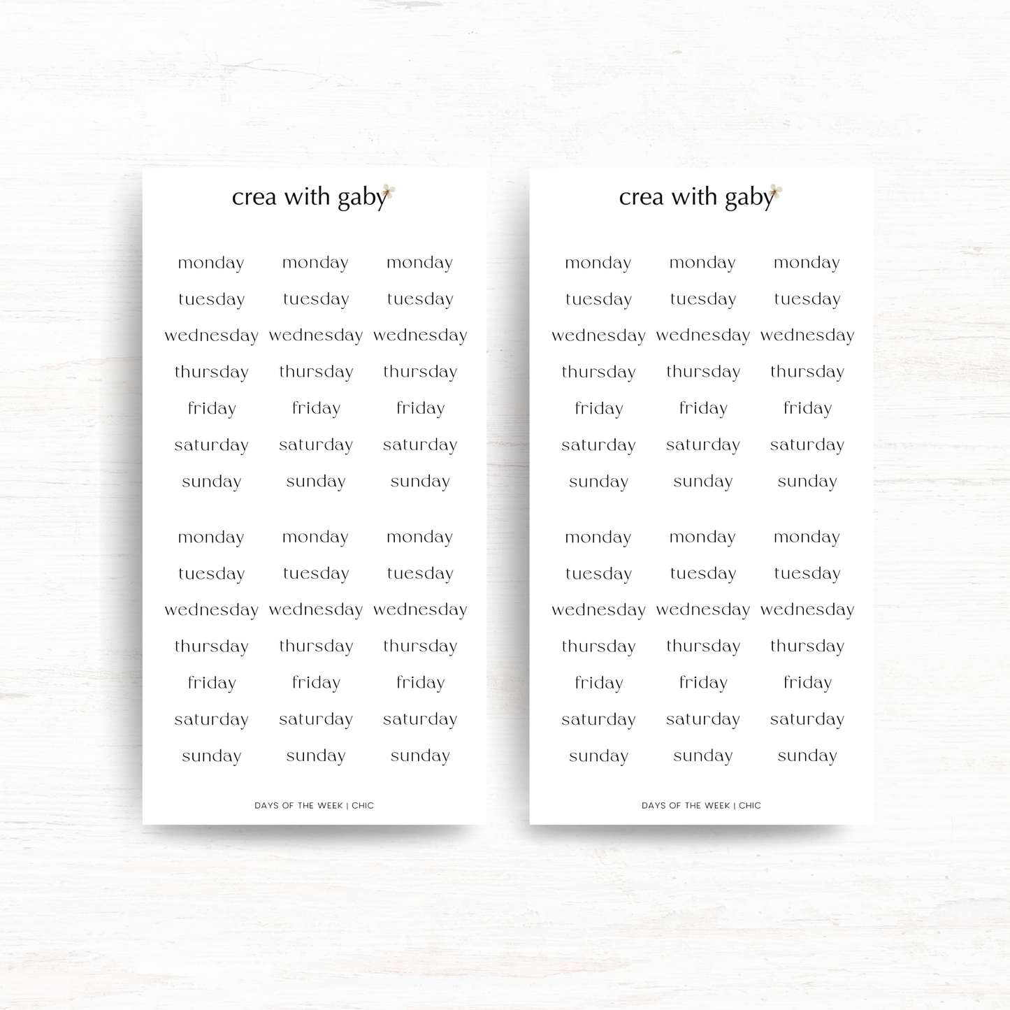 Days of the week: Functional stickers