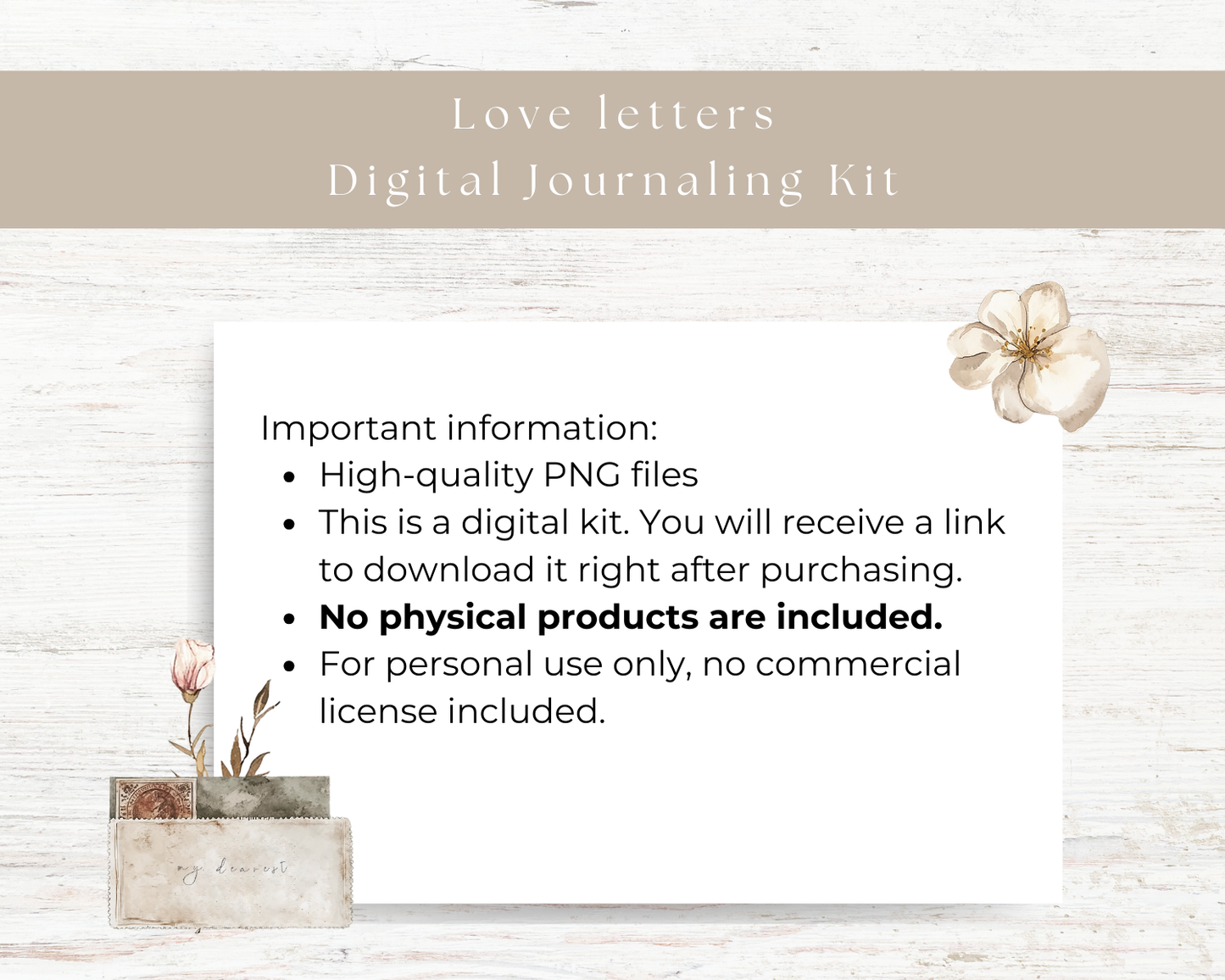 Digital journaling kit: Love letters collection