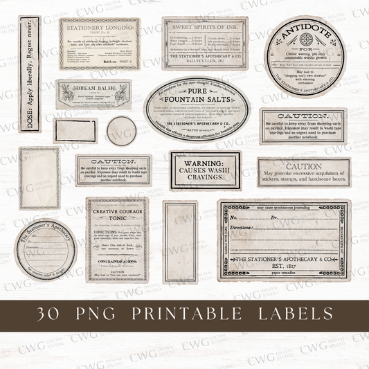 Printable apothecary label set: The Stationer's Apothecary