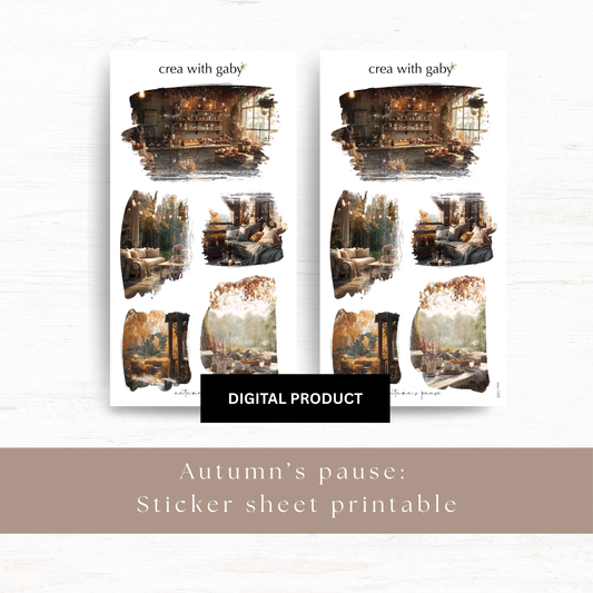 Printable PNG sticker sheets: Autumn's pause