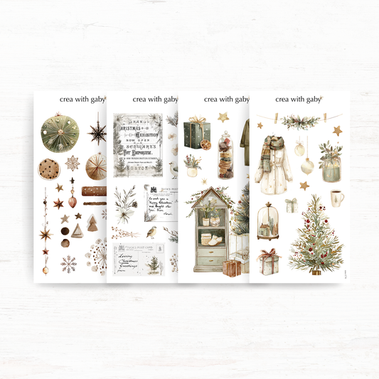 Vintage Christmas mini sticker bundle: Christmas wishes (4 stickers)