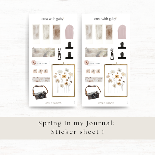 Printable PNG sticker sheets: Spring in my journal