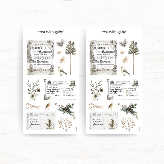 Vintage Christmas sticker sheet: Christmas wishes