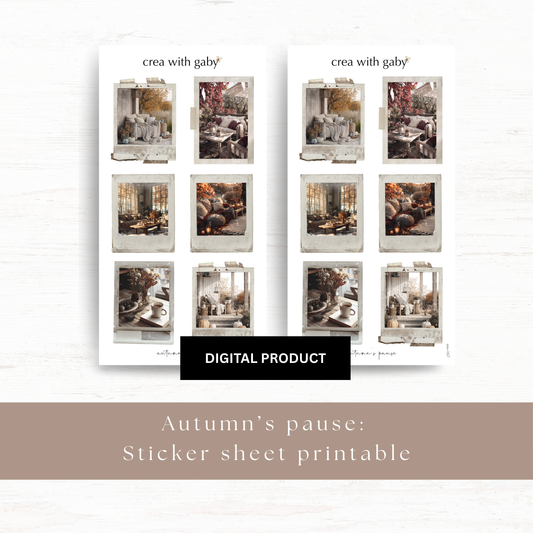 Printable PNG sticker sheets: Autumn's pause