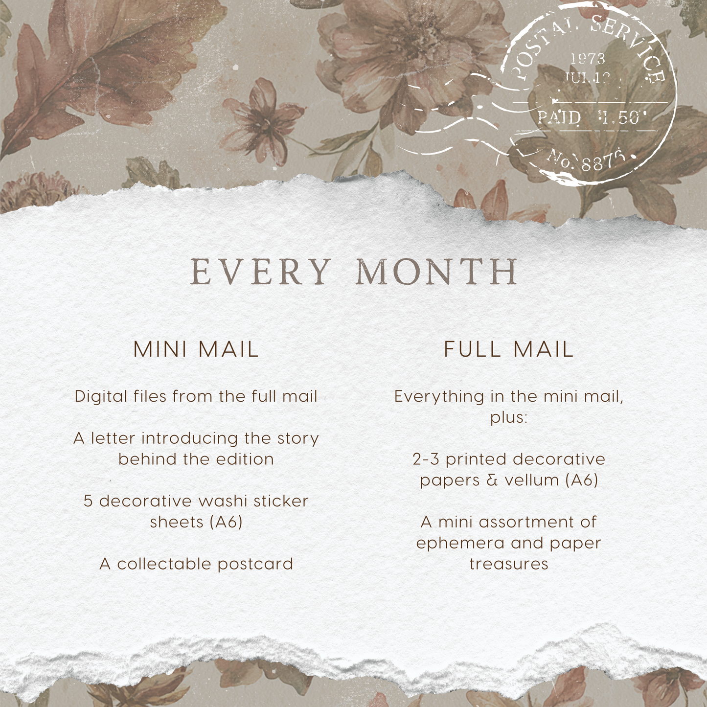 Vintage mail club (monthly subscription)