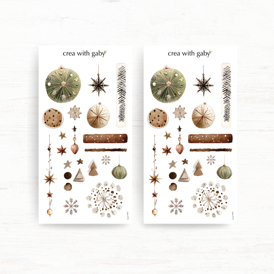 Vintage Christmas elements sticker sheet: Christmas wishes